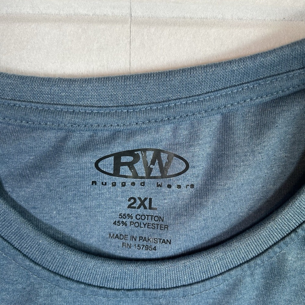 RW Rugged Wear Men's 2XL Raglan Sleeve Pocket T-Shirt Blue Heather NWT - Picture 3 of 7
